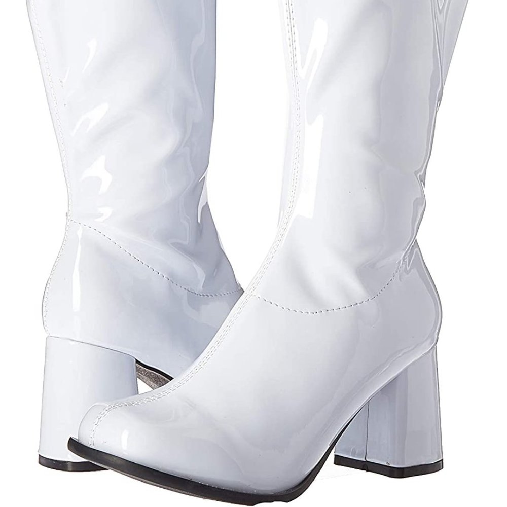 Ellie Shoes White GoGo Boots Size 10